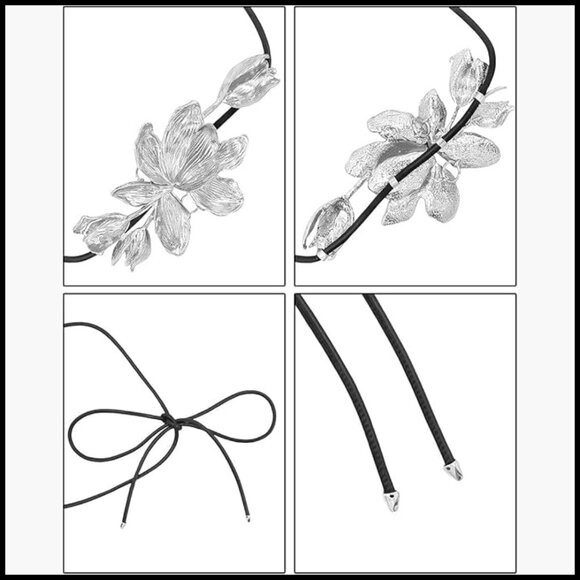 PU Leather Rope Floral Waist Belt with Tulip Flower Accent
